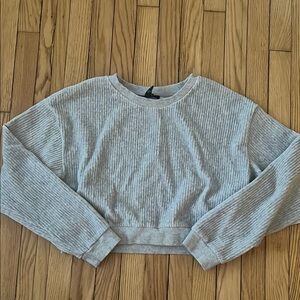 Women’s Large Gray Ribbed Long Sleeve Sweater